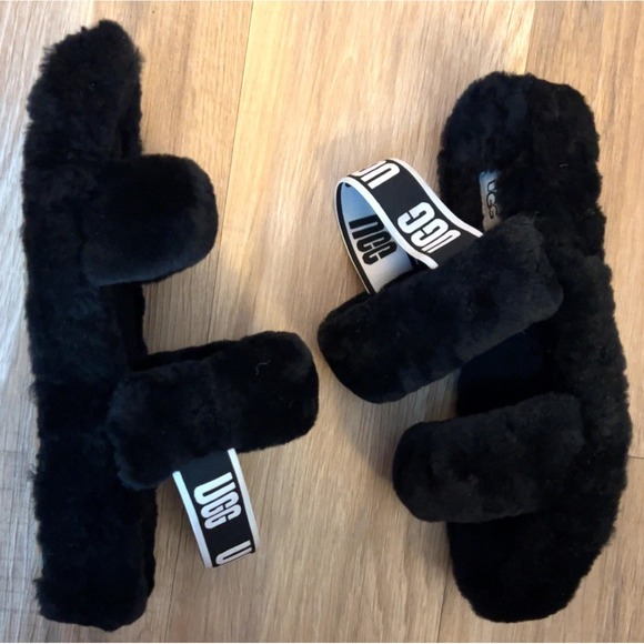 UGG Oh Yeah Fluffy slipper black size 8 - Picture 5 of 6